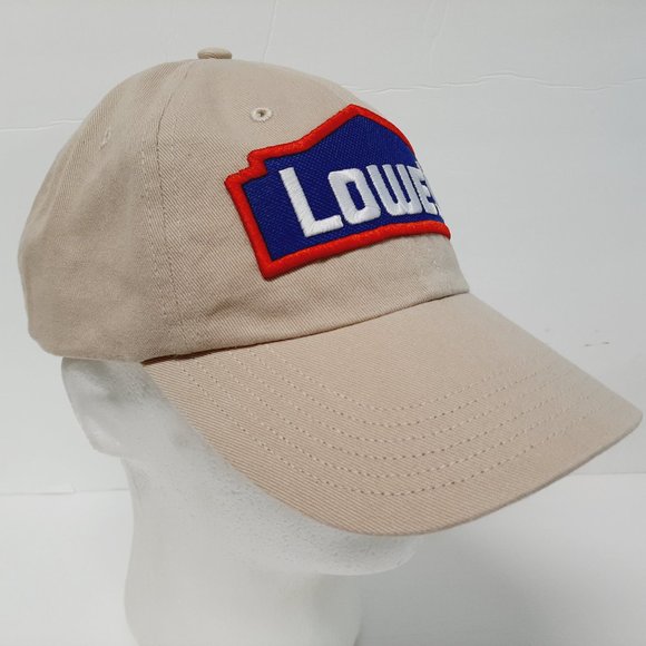 Lowes Embroidered Patch Hat Cap Beige Relaxed Cotton Lowe's - Picture 3 of 4